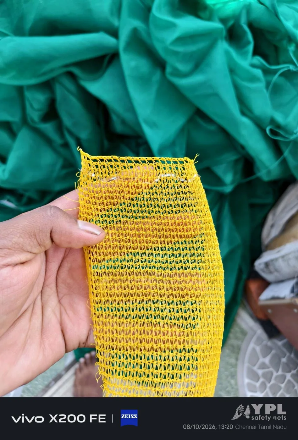 12 mm monofilament debris net sample used as the second layer of YPL construction safety nets