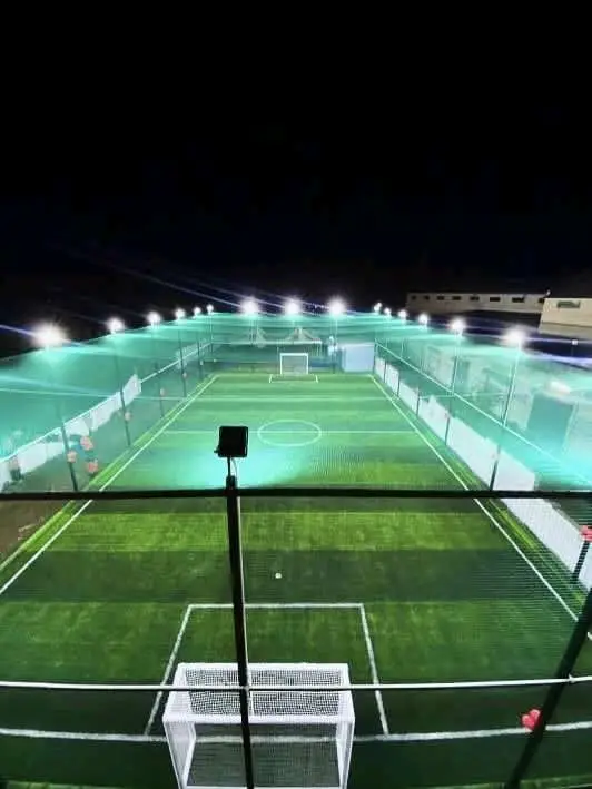 Floodlit football artificial turf ground installed by YPL Safety Nets — projects available in Vellore