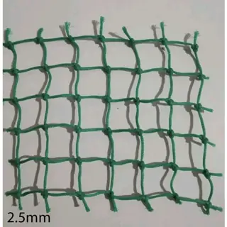 Close-up of 2.5 mm green knotted HDPE construction safety net mesh supplied across Tamil Nadu