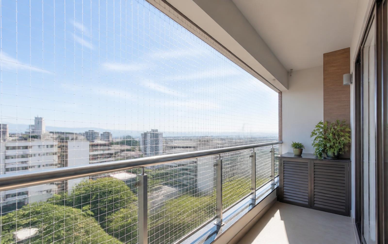 Balcony fitted with a YPL safety net